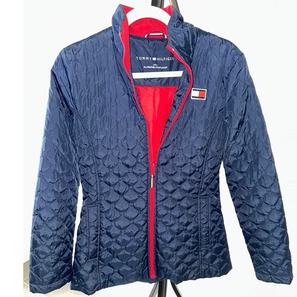 Tommy Hilfiger Women's 3-in-1 All Weather Quilted Jacket Navy Red Accents Small - Picture 2 of 8